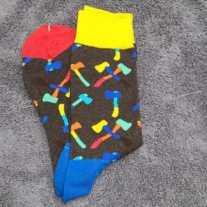 Gray socks with axes and hatchets